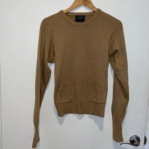 Alcott & Andrews Womens Medium 100% Cashmere Sweater With Pockets Brown